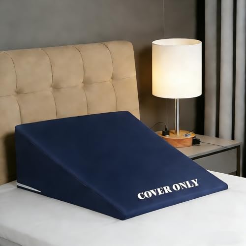 Wedge Pillow Case Cover for Style Protection, Thickened Satin Fabric Soft & Skin-Friendly, Wedge Pillow Cover with Zipper for Easy Install, Machine Washable (Navy Blue, 25"x25"x8")