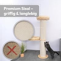 PET VIOLET Kratzbaum 126 cm – Katzenbaum mit Premium Sisal Säulen, Beige – Ansicht 4