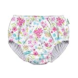 i play. by green sprouts baby girls Pull-up Reusable and Toddler Swim Diaper, White Flower Bouqet, 6-12 Months US
