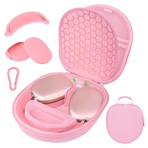 AirPod Max Case mit Schlaf- und Ladeunterstützung, Travelportable Accessoire für Apple AirPods Max Wireless Over-Ear Headphones (Pink)