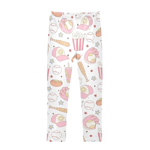 Pink Girly Sports Girls Leggings,Workout Leggings for Girls Toddler Athletic Leggings Size for 3-10T