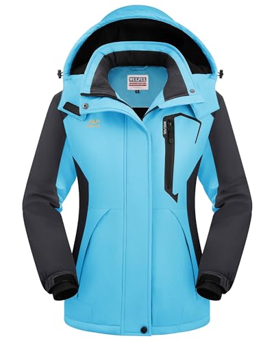 WULFUL Women’s Waterproof Snow Ski Jacket Mountain Windproof Winter Coat with Detachable Hood
