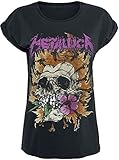 Band-Merch, Bands Metallica Flower Skull Frauen T-Shirt schwarz L 100% Baumwolle Band-Merch, Bands