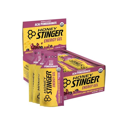 Image of Honey Stinger Organic Acai Pomegranate Energy Gel, Gluten Free & Caffeine Free, for Exercise, Running and Performance, Sports Nutrition for Home & Gym, Pre and Mid Workout, 24 Pack, 26.4 Ounce | sports-nutrition-endurance-and-energy-chews