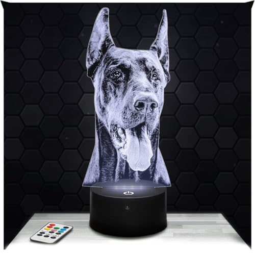 Lampephoto.fr - Lampe 3D Chien Dobermann Décoration Collection Animal Domestique Idée Cadeau Homme Femme Objet Chien Dobermann Veilleuse Adulte Déco Chambre...