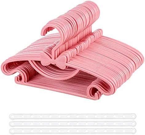 Homewit 40 Stück Baby Kleiderbügel mit Bögen Rosa rutschfest platzsparend | 29.5 cm Kinderkleiderbügel, Platzsparend Kleiderbügelketten, Ideal für Baby- & Kleinkinderkleidung, Kind