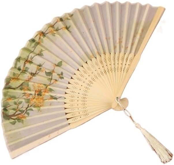 Flower Tassel Vintage Fan Portable Traditional Chinese Patterned Folding Ancient Dancing
