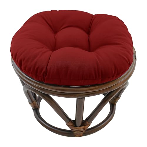 Image of Blazing Needles Solid Twill Round Footstool Cushion, 18 inch, Ruby Red