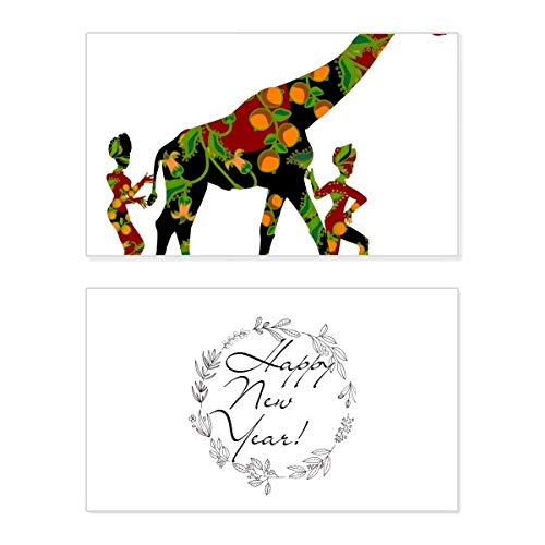 Tarjeta de felicitación de año nuevo elegante con jirafa negra para deseos