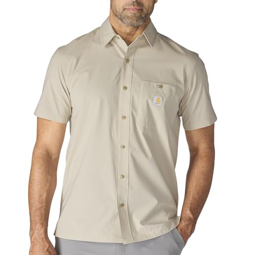 Carhartt Men's Force Sun Defender™ Relaxed Fit Lightweight Short-Sleeve Shirt, Cobblestone, X-Large
