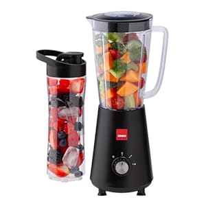 Sensio Home Personal Blender Smoothie Maker – BPA Free 1L Jar & 600ml Portable Sports Bottle, Electric Blender for Fruit, Vegetables, Protein Shakes, Crush Ice & Frozen Fruit, 2 Speed + Pulse 350W