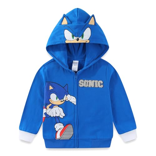 SEGA Sonic the Hedgehog Boys Fleece Zip Up Hoodie for Toddler and Big Kids Blue