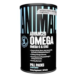 Animal Advanced Omega Essential Fatty Acids – High Potency 3500mg Omega 3 & Omega 6 Supplement with EPA, DHA, ALA, CLA, GLA for Heart, Brain, Joint, Skin, Eye, Metabolism, Immune Health – 30 Day Pack