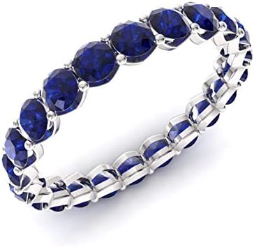 Diamondere Natural and Certified Gemstone Wedding Ring in 14K White Gold | 2.35 Carat Full Eternity Stackable Band for Women, US Size 4 to 9