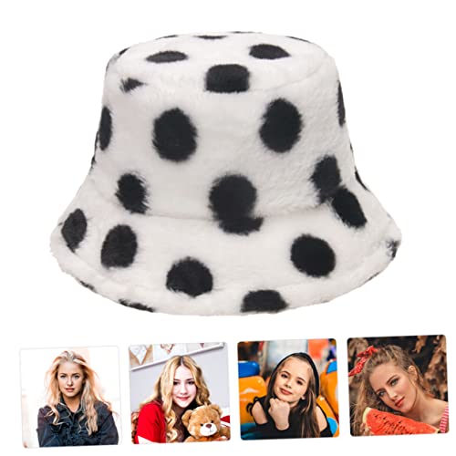Chapeau de pêcheur peluche isolant accessoire chaud à pois - 7