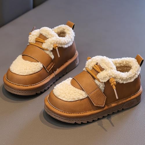 IWIHMIV Girls Warm Winter Shoes Outdoor Non Slip Cold Weather Cotton Shoes Toddler Warm Fleece Walking Shoes4