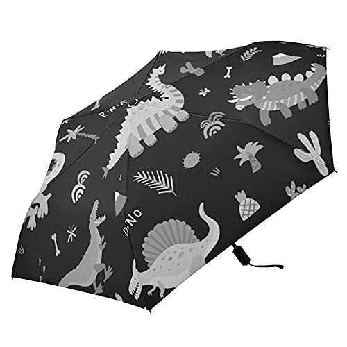 Parasol de voyage portable dinosaures gris pour sorties en forêt