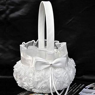 Ogquaton Mariage Cérémonie Fête Amour Satin Bowknot Rose Fille De La Fleur Panier Panier Rentable Et De Bonne Qualité