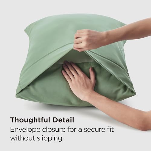 Image of Bedsure King Size Pillow Cases Set of 2 - Sage Green Brushed Microfiber Pillowcases 2 Pack, Super Soft Pillow Case Cover with Envelope Closure for Kids, Wrinkle, Fade Resistant, 20x36 Inches