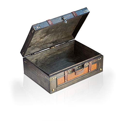 Brynnberg - Pirate Treasure Chest Storage Box - Marco 15X10.6X5,5" - Durable Wooden Treasure Chest With Lock - Unique Handmade Decorative Wood Storage Box - Vintage Wood Chest Box - The Best Gift #TOP7