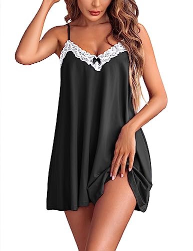 Ekouaer Women Lace Nightgown Sexy Spaghetti Strap Cami Sleeveless Chemise Sleepwear Sleep Dress