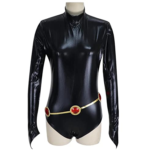 brableewear Women Halloween Costume Raven Cosplay Set Purple Hooded Cloak Cape with Red Gem Waist Belt by brableewear - Image 3