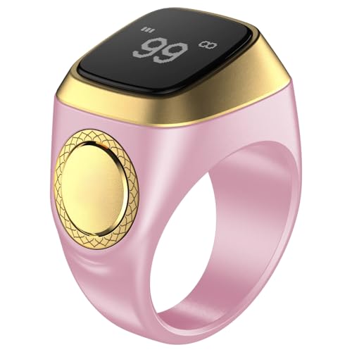 Bague de comptage Tasbih Zikr avec finition en métal et grand écran numérique de 2 cm