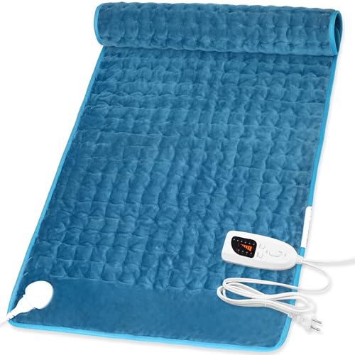 Image of Deepsoon Heating Pad,Electric Heating Pads for Back,Neck,Moist Heating Pad for Abdomen Shoulder Knee Legs,Dry /Moist Heat&Auto Shut Off,Mother's Day Birthday for Men and Women,Blue,40x20 Inch