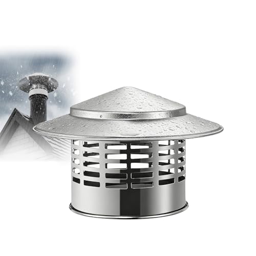 Sombrero Chimenea con Antipajaros Caperuza Salida Humos de Acero Inoxidable Sombrerete Chimenea Antilluvia Antiviento para Estufas de Leña Tubo de Techo 75mm 160mm 250mm(100mm)
