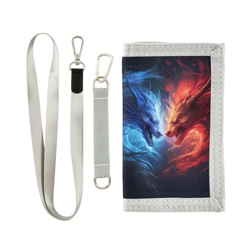 ALAZA Kids Wallets for Boys Girls Toddler Trifold Wallet Children Small Dragon Dinosaur with Zipper Coin Pocket