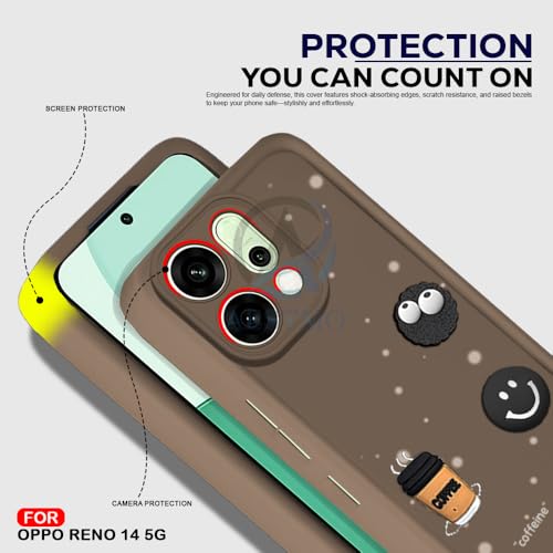 Image of AESTMO Back Case Cover for Oppo Reno 14 5G Cover | Cute Fun Cartoon 3D Ball | Coffee Silicone Case | Full Body Protection | Camera Protection Back Oppo Reno 14 5G (Brown)