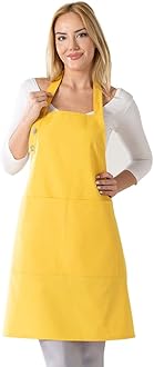 TOSHEKitchen Apron Waterdrop Resistant Cotton Apron with adjustable Aprons for Women with Pockets Cooking Apron