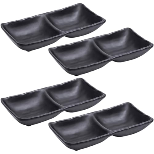 Vobumix Bols À Sauce À Tremper 4 Pièces, Doubles Bols À Sauce Soja, Plateaux De Fête À Deux Compartiments, Assiettes À Fondue Divisées pour Restaurant