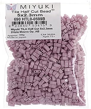 Miyuki TILA Half Cut 5x2.3mm 2 Hole Mauve Opaque AB HTL599 50Gms Bulk Bag of Japanese Glass Beads