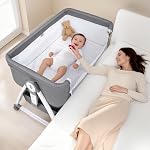 Bassin de chevet pour bébé, 3-in-1 Dortoir pour nouveau-nés, 6-Level Taille réglable Bassin avec Mesh respirant, Matelas doux, Roues verrouillables & Grand panier de stockage