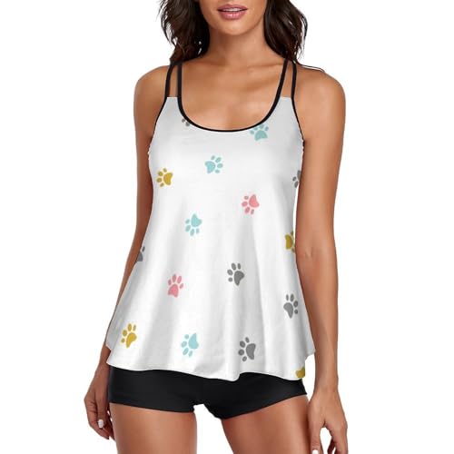 Robe de plage tankini empreintes de chien pour dissimuler les imperfections