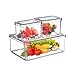 Organizer Frigorifero Set di 3 Contenitori per Frigorifero con coperchio in plastica PET Alimenti Contenitori Frigo, Contenitori Organizzatori per Dispensa impilabile per Verdure, Bacche, Carne