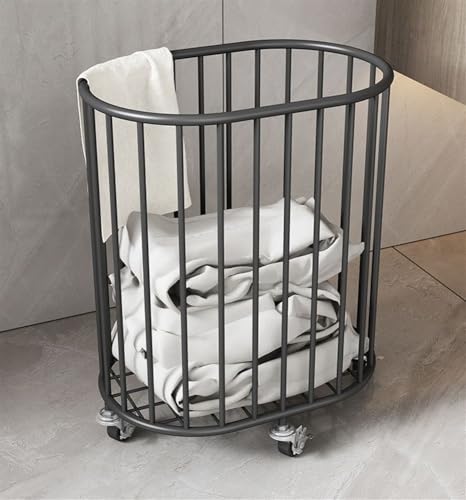 Panier à linge à roulettes avec petit chariot de rangement en métal noir