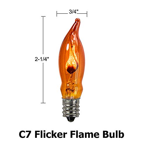 Goothy Orange C18 Flicker Flame String Light Bulbs-1 Watt/120 Volts/ E12 Base(12 Pack) #TOP1