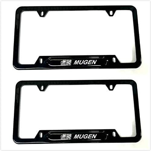 2PCS License Plate Frame Cover Holder, Mugen Forhonda, Black Stainless Steel Made, sad23