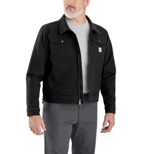Carhartt Rugged Flex Veste en toile de canard à coupe décontractée pour homme, noir, Medium