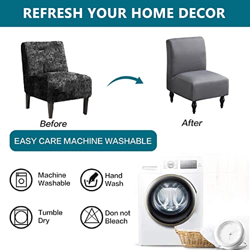 Krfoonn 2 Pcs Armless Accent Chair Slipcover Stretch Accent Slipper Chair Covers Removable Armless Chair Furniture Protector Covers For Living Room Dining Room Hotel, A7 #TOP3