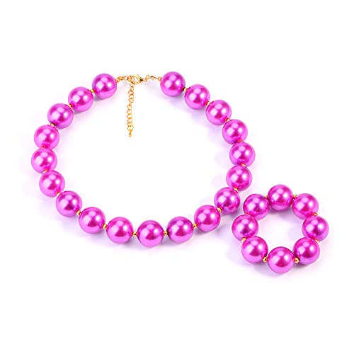 Fancy Plain Chunky Bubblegum Beaded Necklace And Bracelet Set With Gift Box For Baby Toddler Girls #TOP5