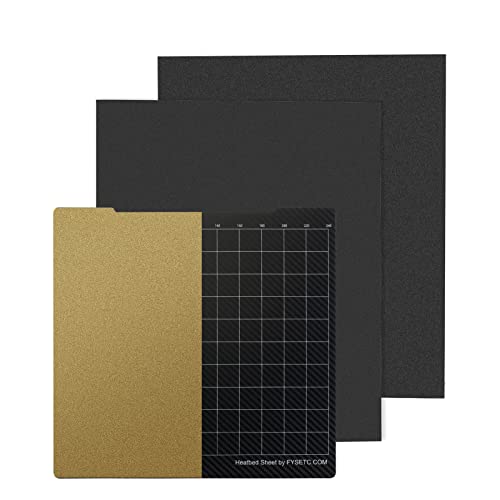 BCZAMD for Prusaa i3 MK2 MK3S+ MK4 MK52 Teil Neueste Platte JanusBPS-PET Plattform Gold Textured Powder PEI+PET Carbonn Fiberr Double Spring Steel Printing Surface Sheet Heated Build Plate-10X9.4in