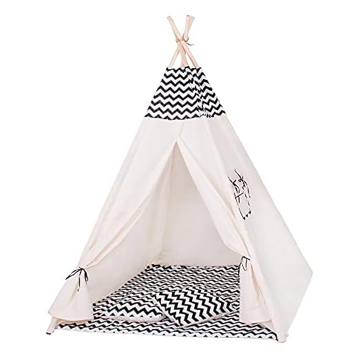 SPRINGOS Tienda de campaña para niños Tipi Cojín de Suelo de algodón 160 x 120 x 100 cm Tienda de campaña para niños