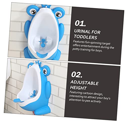 GARVALON Boy Girl Urinal Frog Potty Trainer Wall-Mounted Urinal for Boys with Cartoon Design Space-Saving Pee Station Easy Installation and Durable Construction Blue