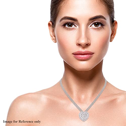 White Cubic Zirconia Heart Pendant Necklace For Women Triple Strand Jewelry 20" #TOP5