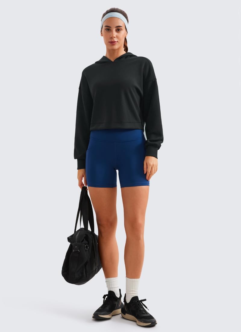 CRZ YOGA SoftAura Cropped Hoodies for Women - Long Sleeve Pullover Basic Workout Casual Hooded Sweatshirts - Image 4