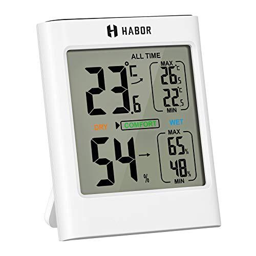 Preisvergleich Produktbild Habor digitales Thermo-Hygrometer Innen 2,9in, Thermometer Hygrometer, Luftfeuchtigkeitsmesser Klima Monitor, für Babyzimmer, Schlafzimmer, Küche, Büro und Garage