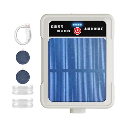 Pompe à air pour bassin à poissons rechargeable USB et solaire avec écran de batterie